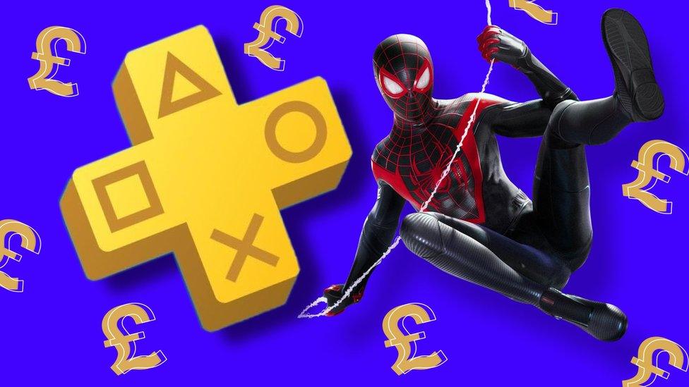 PlayStation Plus logo with Spider-Man.