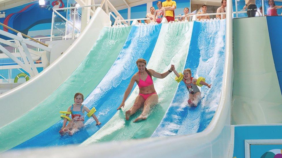 Water slide at Hafan y Môr, Haven holiday park, Pwllheli, Gwynedd