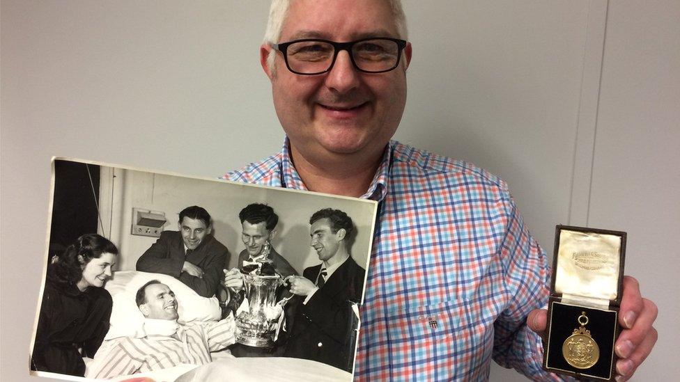 Alistair Lofley with FA Cup medal and photograph