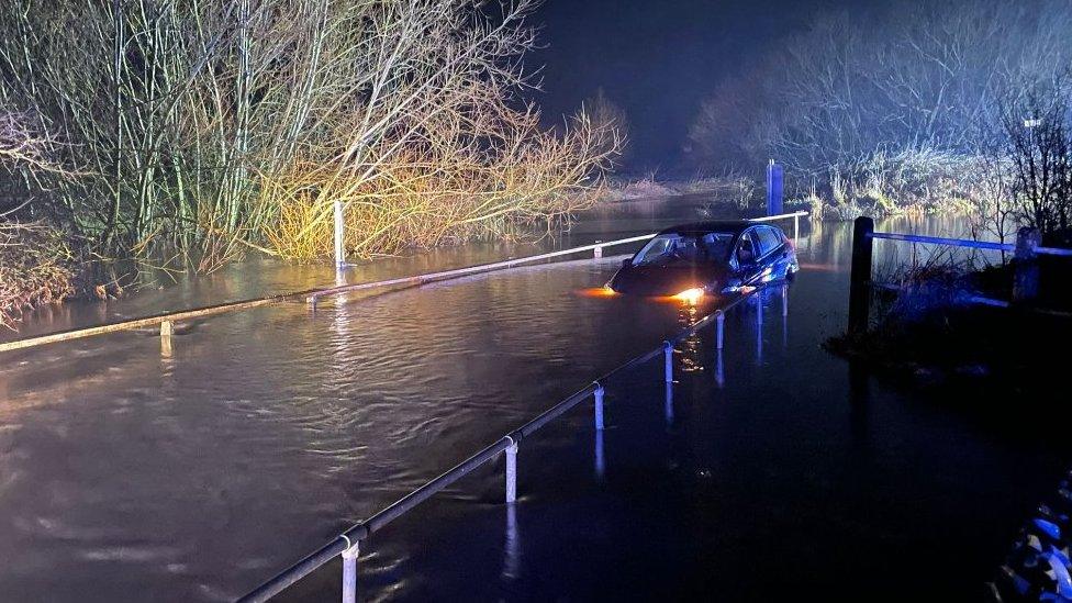 Car in floodwater