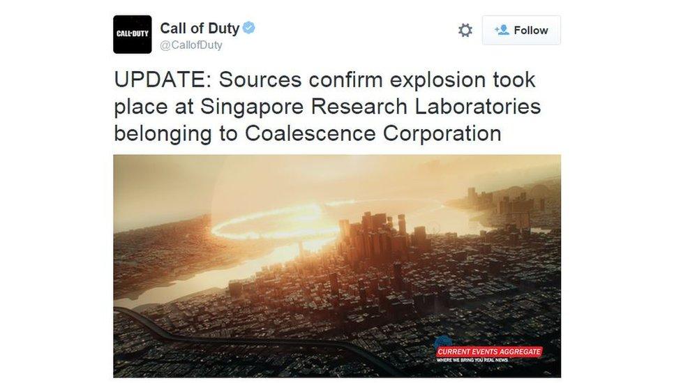 A tweet carried by Call of Duty's Twitter account