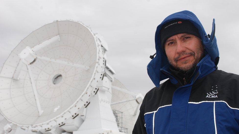 Pablo Carrillo pictured in front of one of the dishes