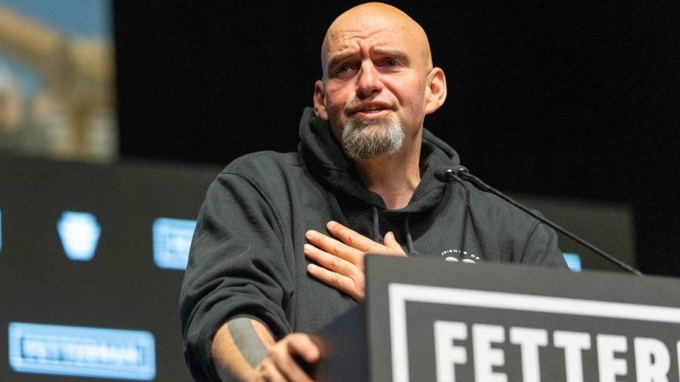 John Fetterman speaks during his elections night party in Pittsburgh, Pennsylvania, 9 November 2022