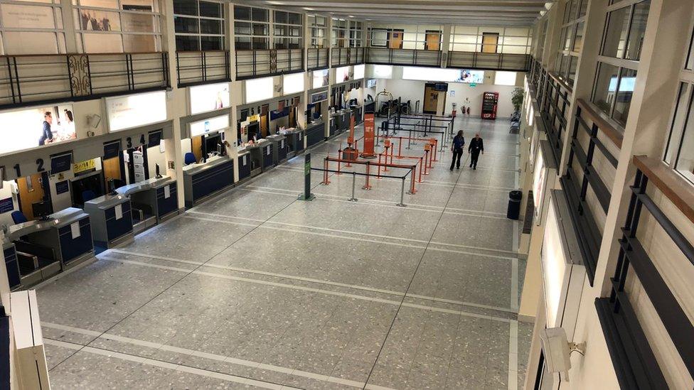 Empty check-in area at Ronaldsway Airport