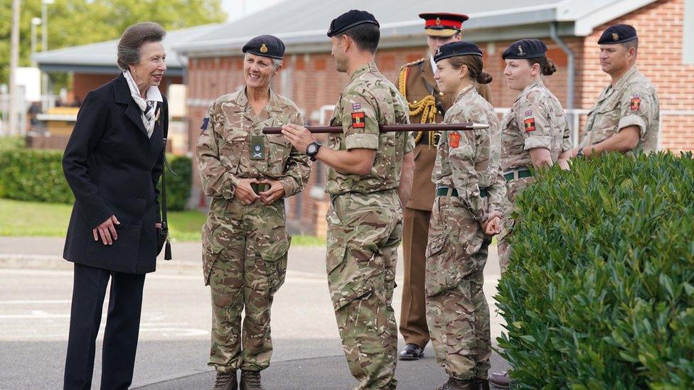 Princess Anne meets personnel at St Omer Barracks