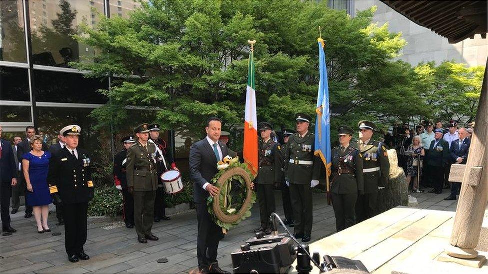 Mr Varadkar lays a wreath