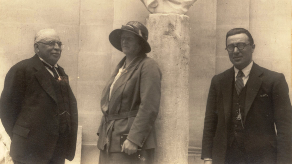 Dorothea Bate (centre) with Sir Temi Zammit and Dr Joseph Baldacchino at the National Museum in Valletta, Malta, in April 1934