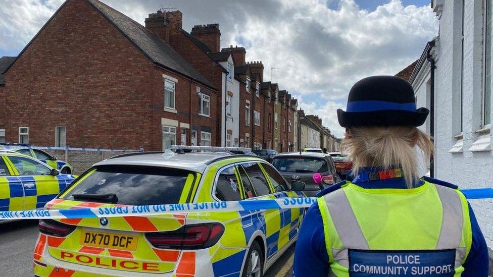 Police at the scene of the siege in Tamworth