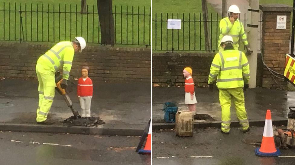 Bollards being rotated