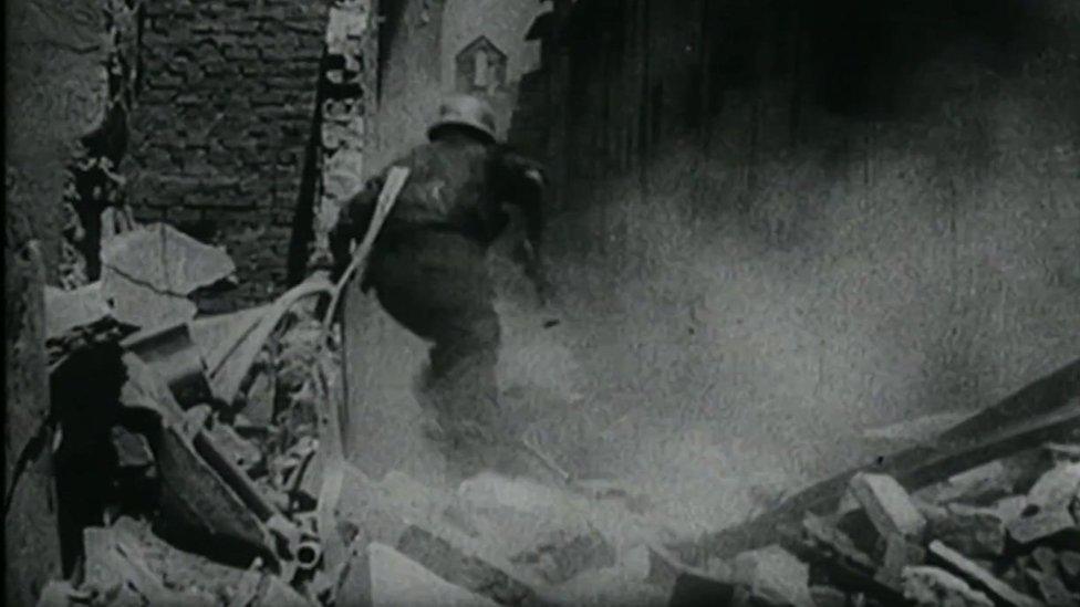 Archive picture of buildings demolished during the Warsaw Uprising