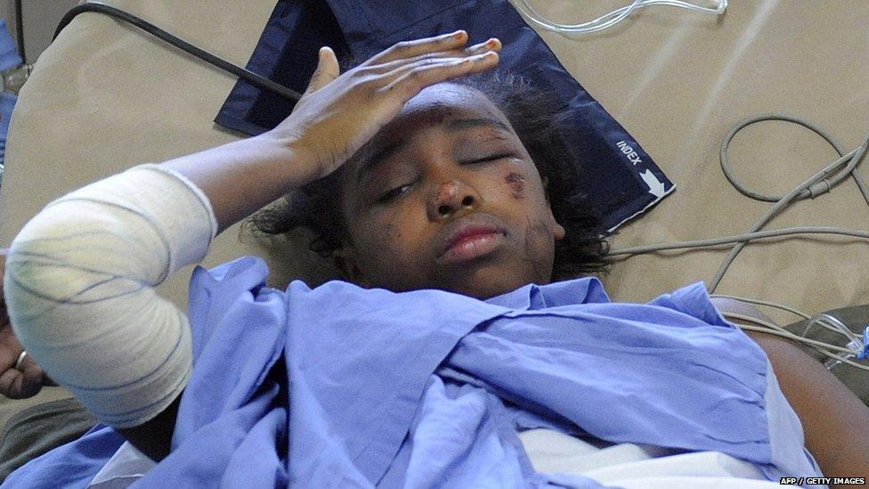 Bahia Bakari, 12, lies in her bed at the Moroni hospital 1 July 2009