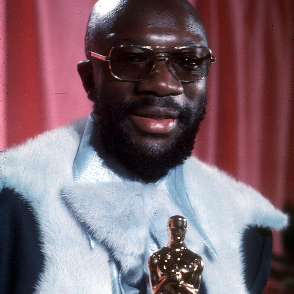 Issac Hayes with his Oscar