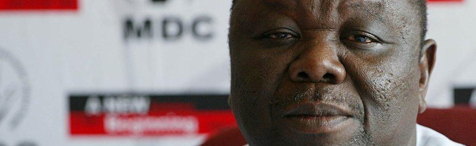 Zimbabwe opposition leader Morgan Tsvangirai gives a press conference in Harare, 20 March 2008