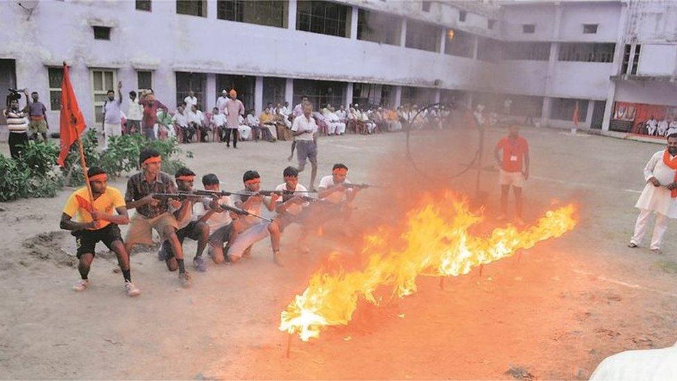 Trainees at a Hindu "self defence" camp