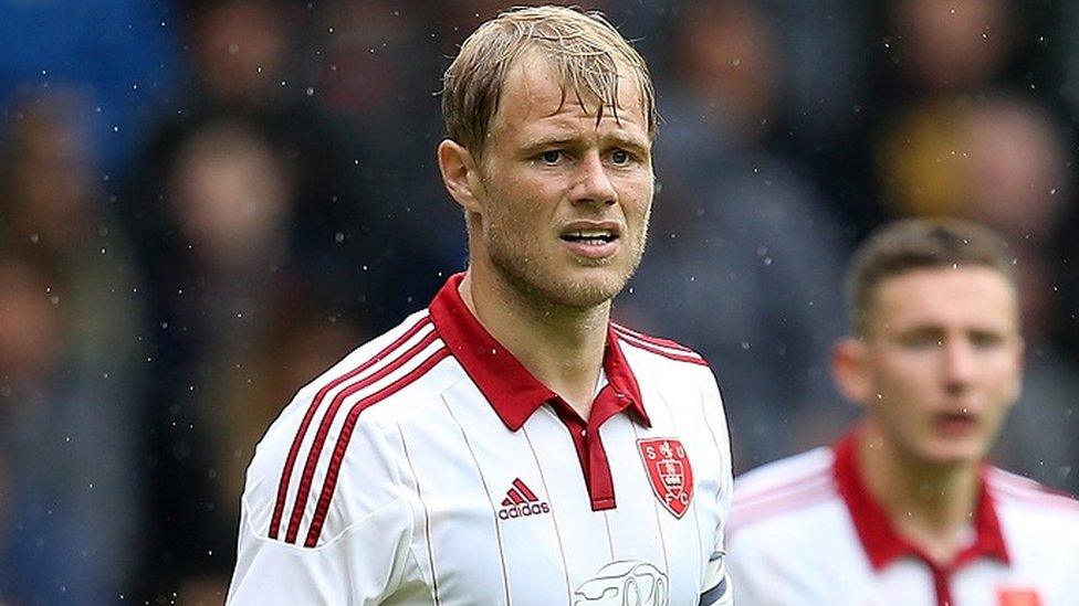 Jay McEveley in action for Sheffield United