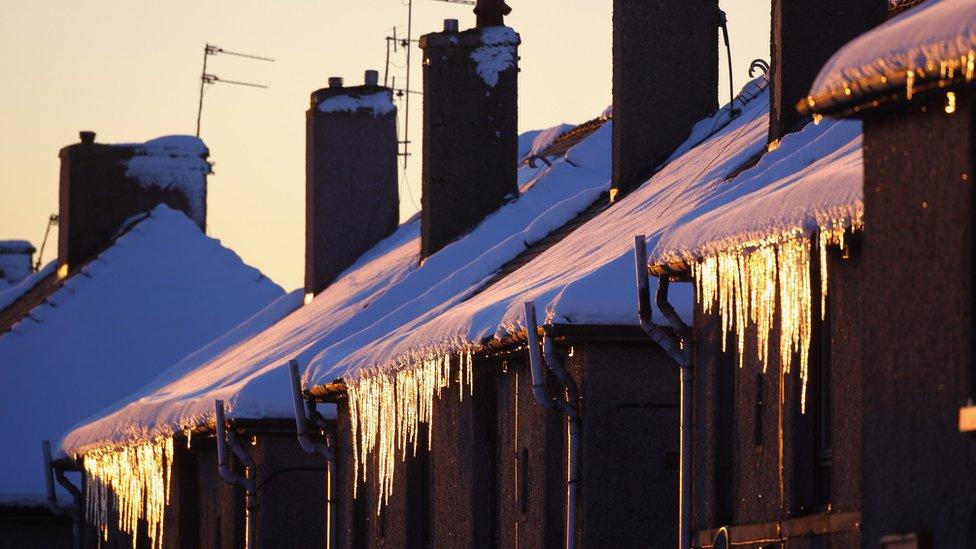 Snow on rooftops