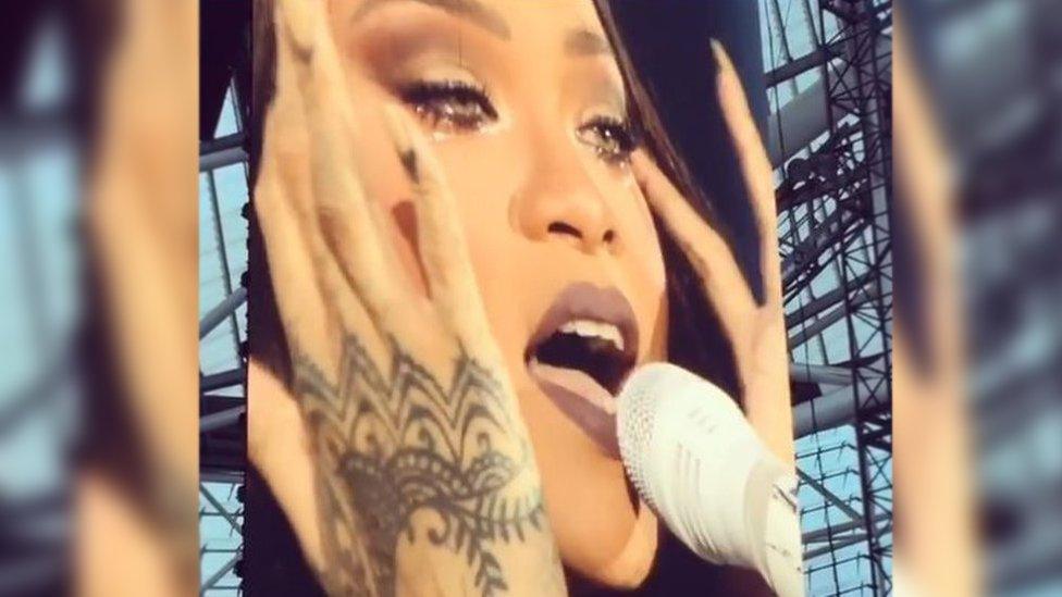 Rihanna crying at gig