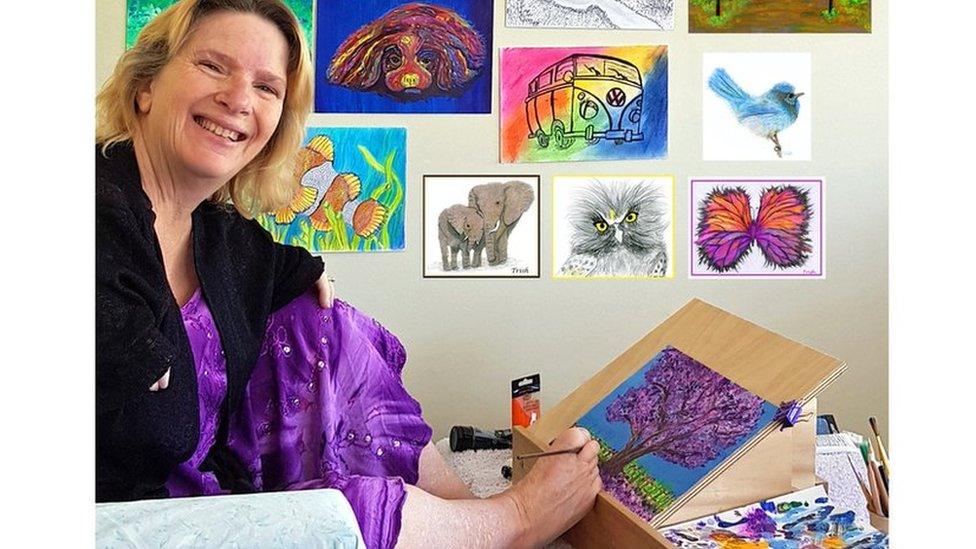 Trish Jackson paints using her feet