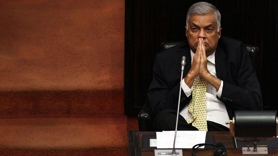 Ranil Wickremesinghe in parliament on 12 December