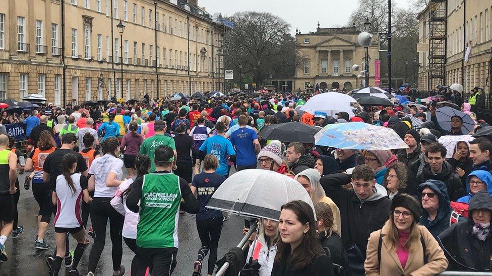 Runners taking part in the Bath half