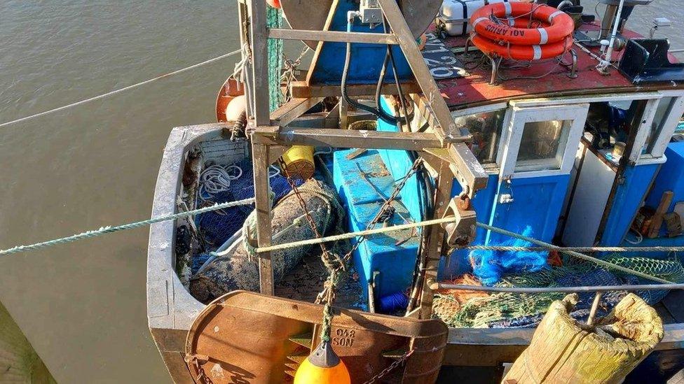 A fishing trawler in Looe Harbour