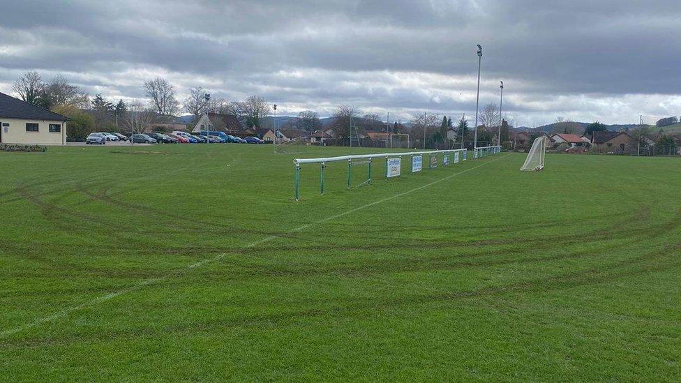 Tyre marks on Beauly pitch