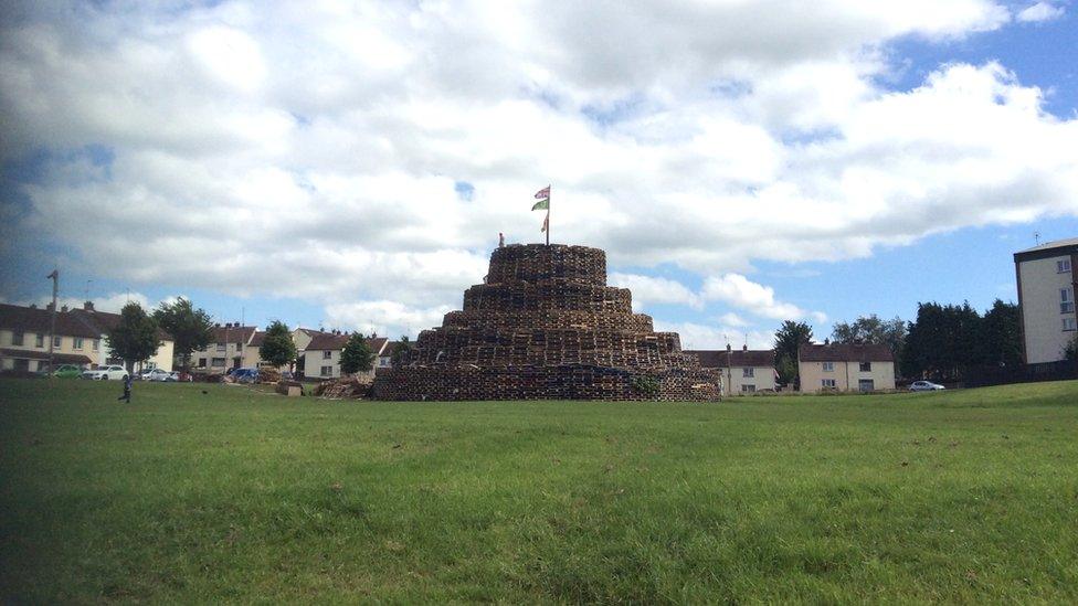 UUP representatives visited several bonfires like this one in the Corcrain and Redmanville estates on Thursday and said they saw no sign of election posters