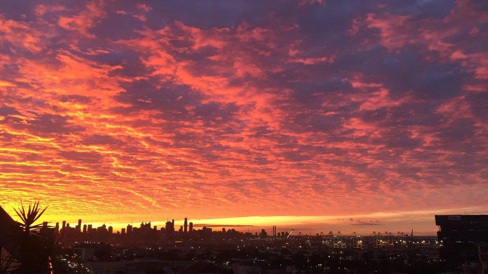 Stunning sunrise in Melbourne on 24 March 2020