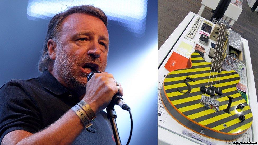 Peter Hook with Hacienda bass guitar