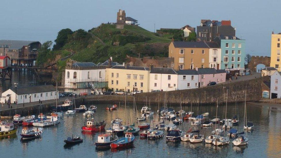 Coloured houses around the harbour in Tenby taken by Jon Bolter