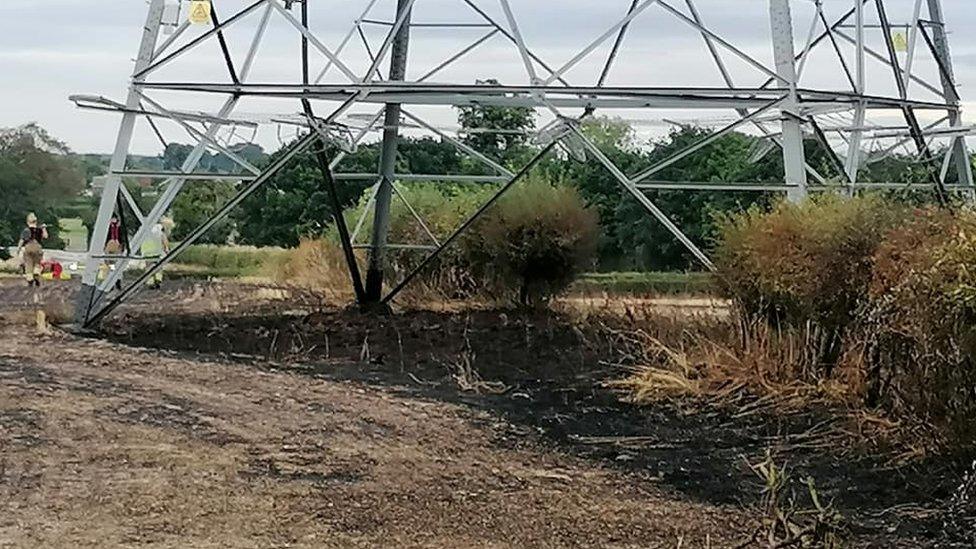 Firefighters at a Westoning field fire