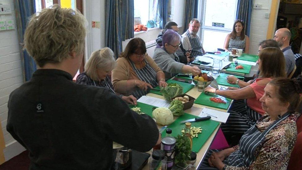 Cookery lesson at Quaker House in New Milton