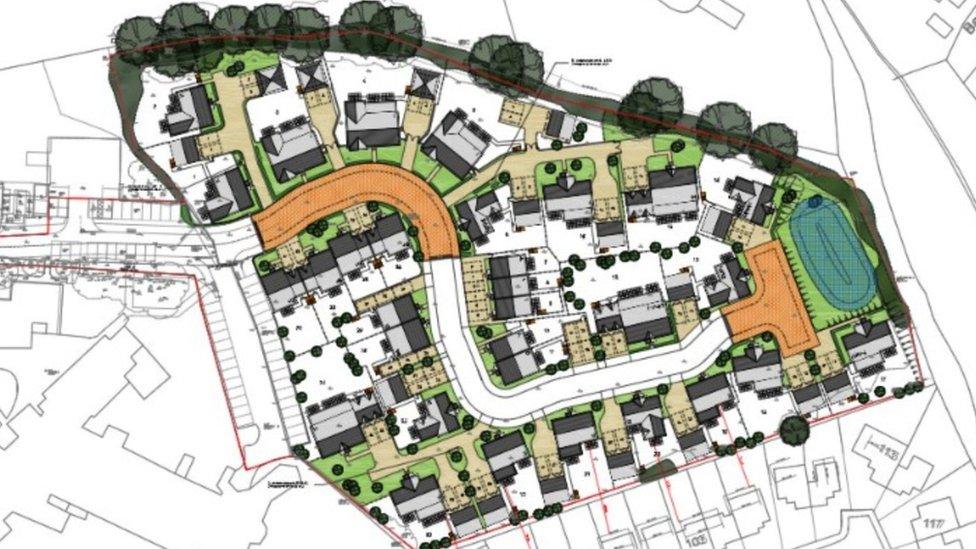 Plans showing the site where new homes will be built