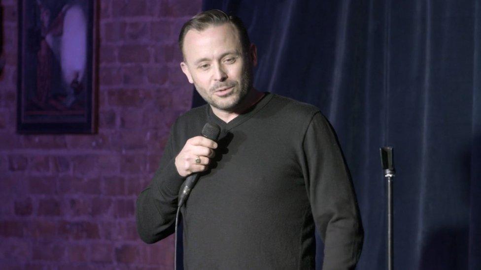 Geoff Norcott doing stand-up