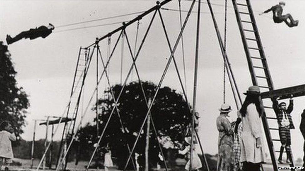 Boys on swings