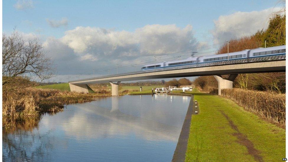 Artists' impression of HS2 rail line