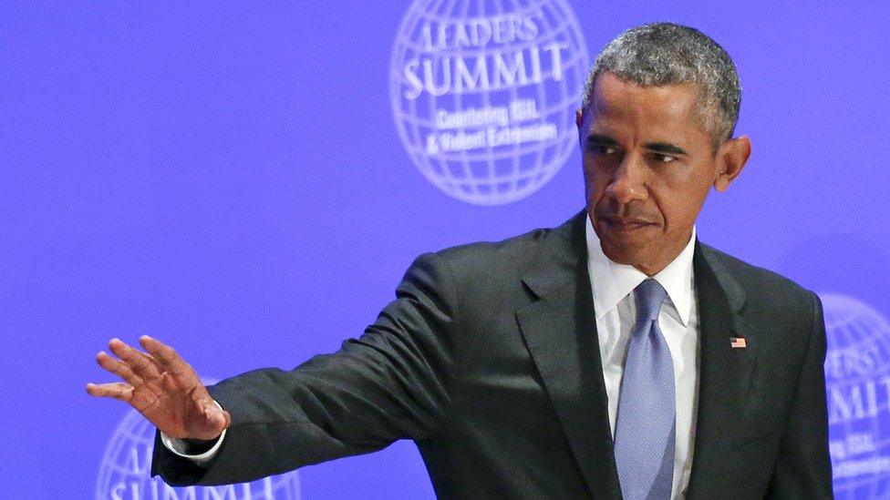 US President Barack Obama waves before the start of the Leaders Summit on Countering Isil and Violent Extremism at the United Nations General Assembly in New York on 29 September 2015