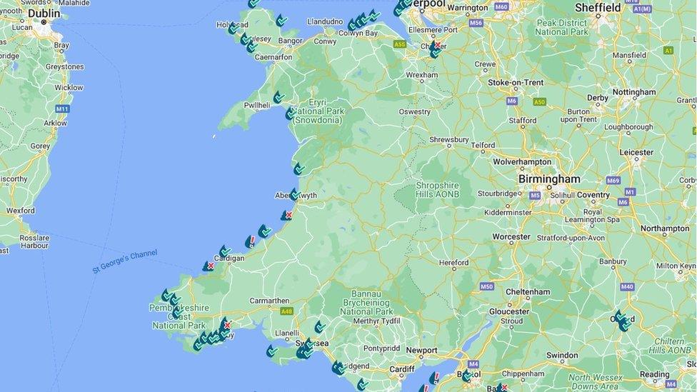 Surfers Against Sewage map showing recent pollutions incidents