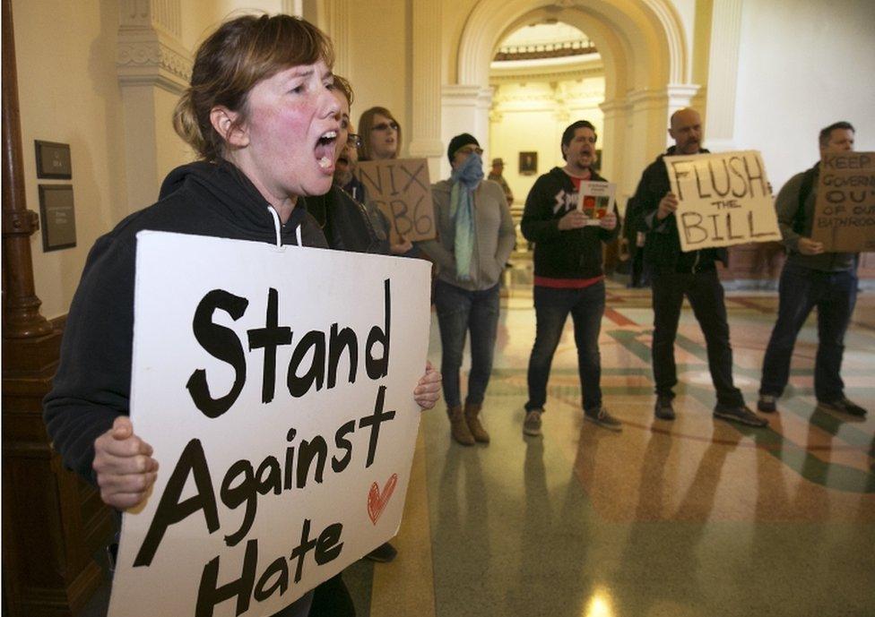 Protesters try to drown out a press conference introducing Senate Bill 6 known as the Texas Privacy Act