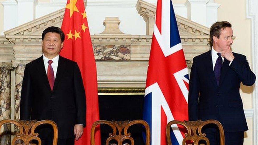 China's President Xi Jinping with British Prime Minister David Cameron in London in October 2015