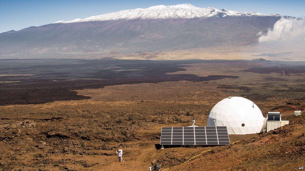 The exterior of the HI-SEAS habitat on the northern slope of Mauna Loa in Hawaii