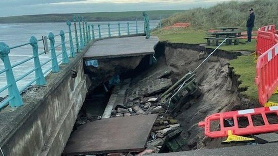 Damaged to Montrose promenade