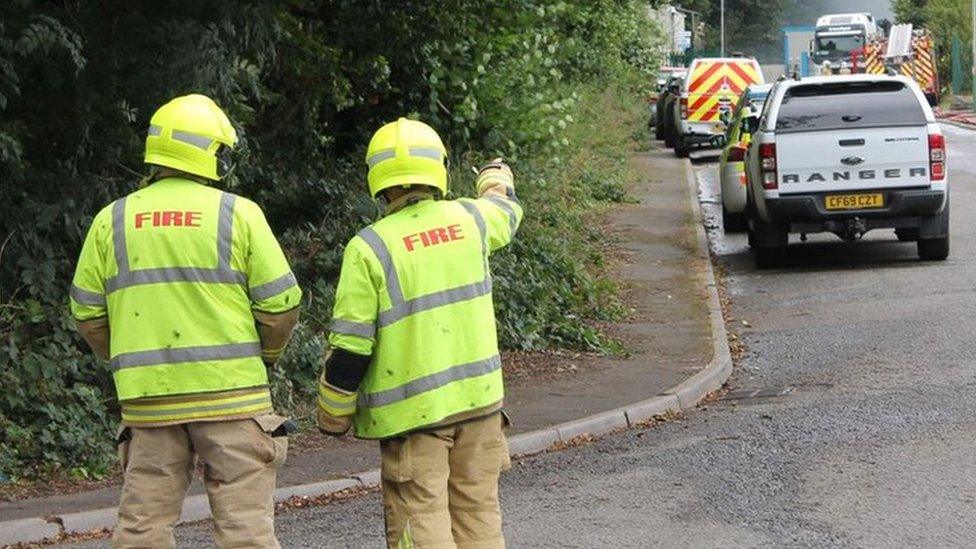 Firefighters at the scene