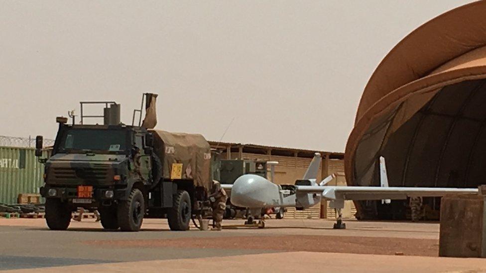 A Harfang drone at the French 'Base 101' in Niamey