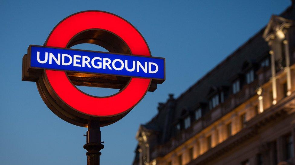 Underground roundel at Oxford Circus station