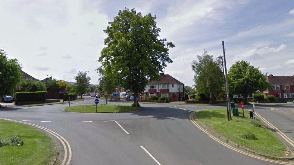 A roundabout in a suburban neighbourhood