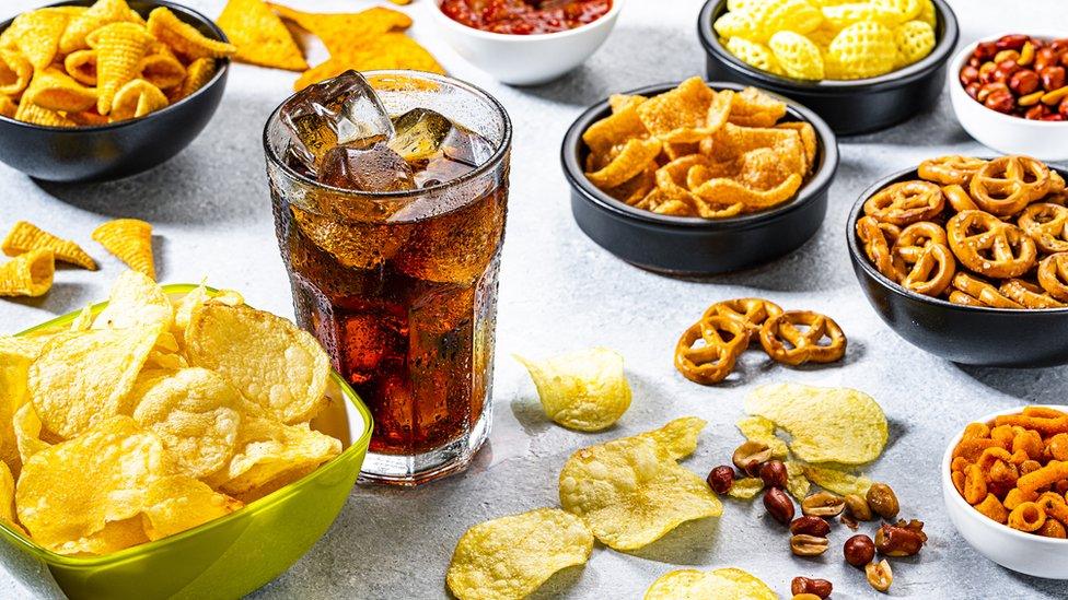 Crisps, cola and snacks