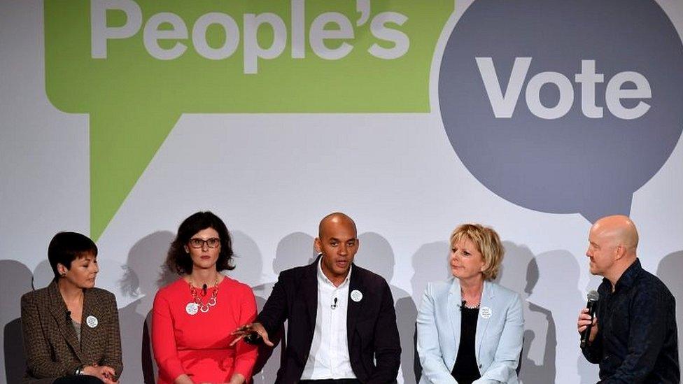 Chuka Umunna with members of the People's Vote campaign