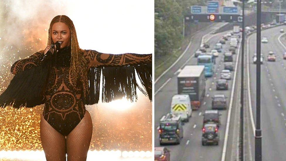 Beyonce and heavy traffic on the M4