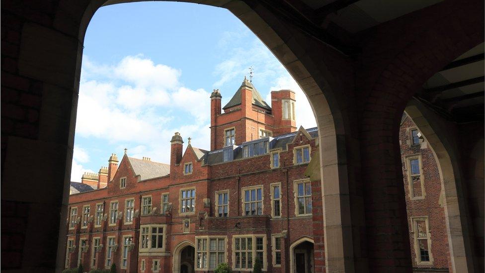 Lanyon Quadrangle in Queen's University - stock photo